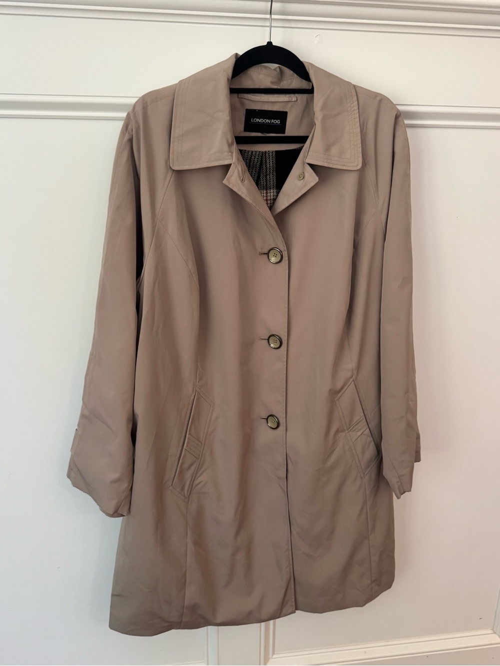 London Fog Womens Beige Single-Breasted Trench Coat